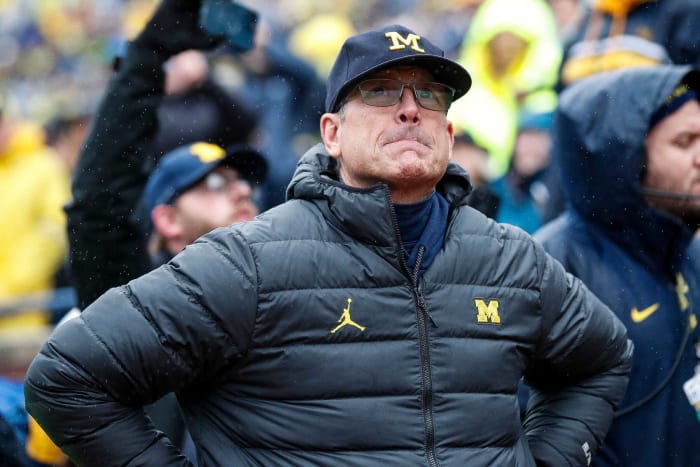 Harbaugh and the Wolverines are scheduled to face Penn State in State College on Saturday.